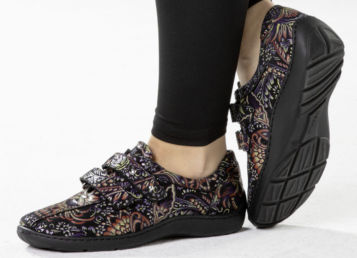 Komfortschuhe - Waldläufer, bequeme Damen-Slipper, Weite H, mit herausnehmbarem Fußbett, in Größe 3 1/2 bis 8, in Farbe WEISS-BUNT Ansicht 31