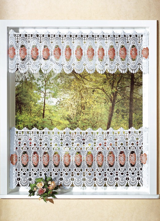 Landhaus & Küche - Bezaubernde Kurzgardine mit Stangendurchzug, in Größe 662 (H30xB125 cm) bis 858 (H65xB200 cm), in Farbe WEISS UNI Ansicht 2