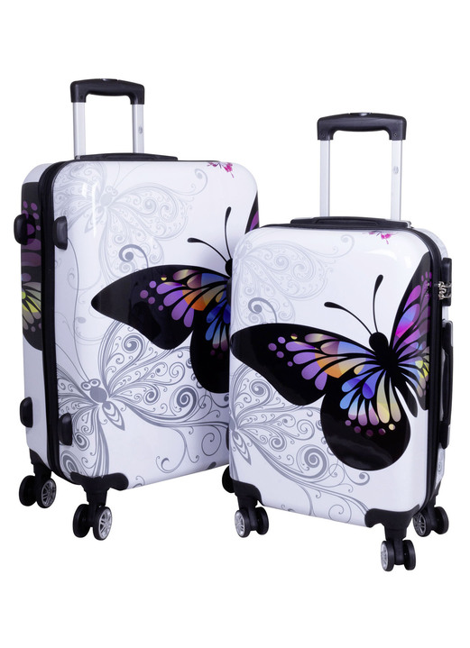 - Koffer-Set, 2-teilig, mit integriertem Zahlenschloss, in Farbe WEISS-BUNT