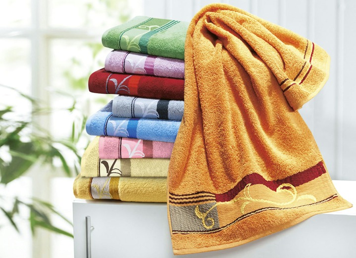 Handtücher - Handtücher mit edel bestickter Bordüre von Dyckhoff, in Größe 200 (1 Handtuch, 50/100 cm) bis 204 (1 Duschtuch, 70/140 cm), in Farbe GRÜN