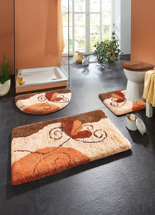 Badgarnituren - Badgarnitur in Table Tuft Qualität – Farbe BEIGE Badgarnituren - Badgarnitur in Table Tuft Qualität, in Größe 100 (Vorleger halbrund, 50/ 80 cm) bis 112 (WC-Deckelbezug, 47/ 50 cm), in Farbe LILA