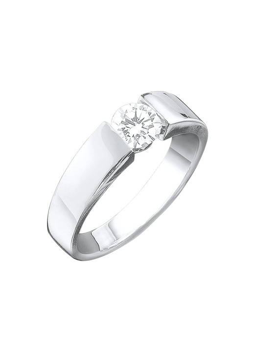 mit Diamanten - Eleganter Damenring in Weißgold mit Brillant, in Größe 160 bis 220, in Farbe  Ansicht 2
