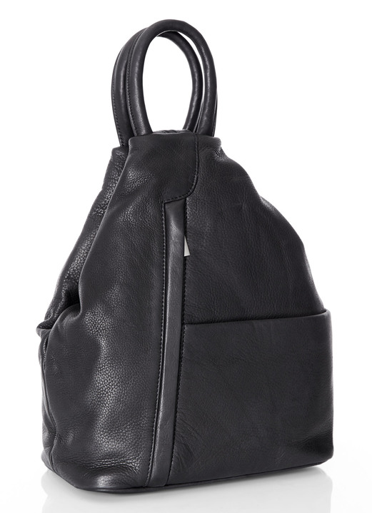 Taschen - Laurina, Rucksack, Damen, mit zwei durch Reißverschluss teilbare Umhängeriemen, in Farbe SCHWARZ Ansicht 3