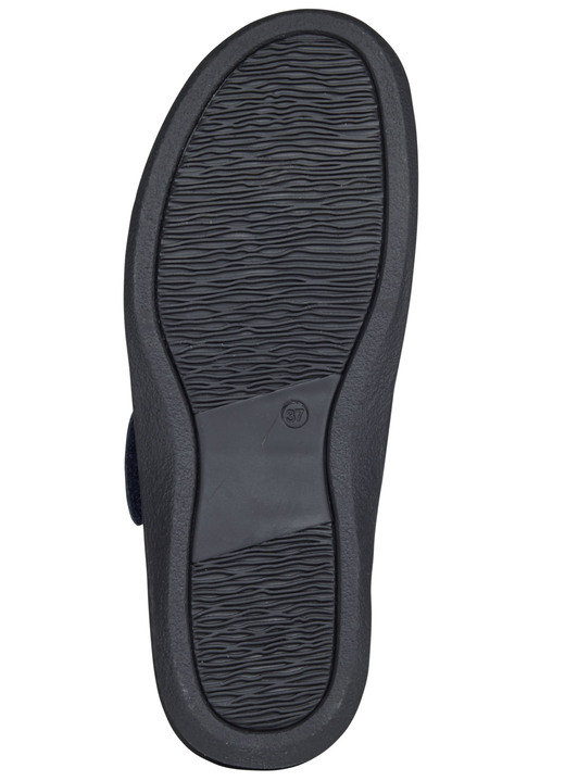 Komfortschuhe - Bequeme Damen-Pantoletten, mit herausnehmbarem Fußbett, in Größe 036 bis 042, in Farbe DUNKELBLAU Ansicht 3