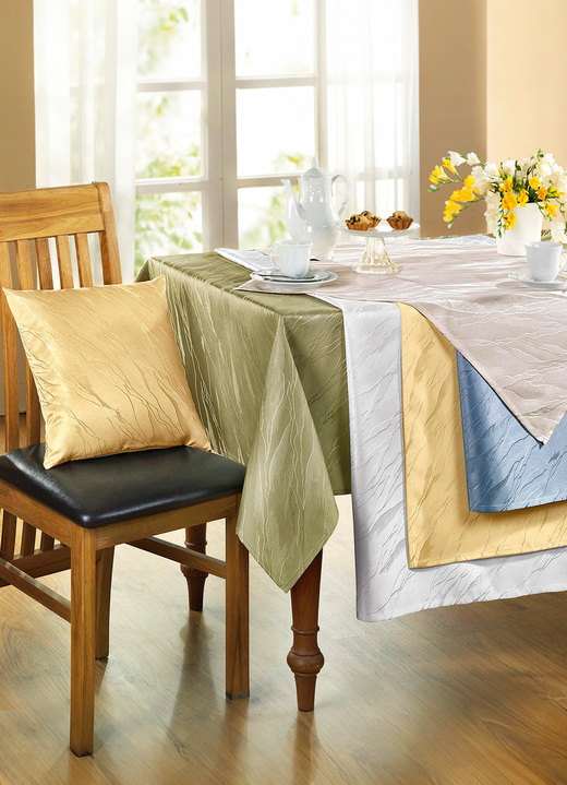 Tischdecken - Dezente Tischdecke in Marmor-Optik, in Größe 100 (Läufer, 40/150 cm) bis 404 (Kissenbezug, 40/ 40 cm), in Farbe BLAU Ansicht 2