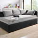 Schlafsofas - Studioliege mit beidseitig montierbarer Kopf- und Seitenblende, in Farbe SCHWARZ-HELLGRAU, in Ausführung mit 4-teiligem Kissen-Set