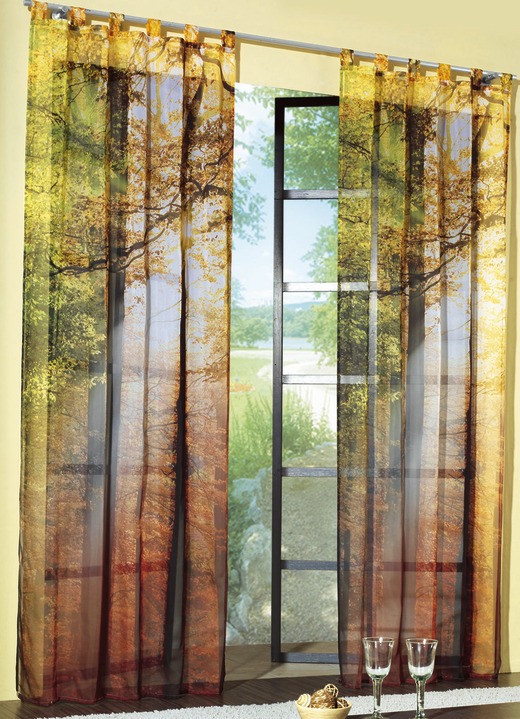 Modern - Übergardine mit Digitaldruck Herbst-Motiv , in Größe 365 (H145xB120 cm) bis 572 (H245xB120 cm), in Farbe , in Ausführung Mit Universalschienenband