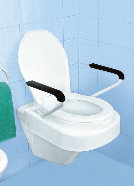 Sitzhilfen - Toilettensitzerhöher mit Armlehnen und Deckel, in Farbe WEISS