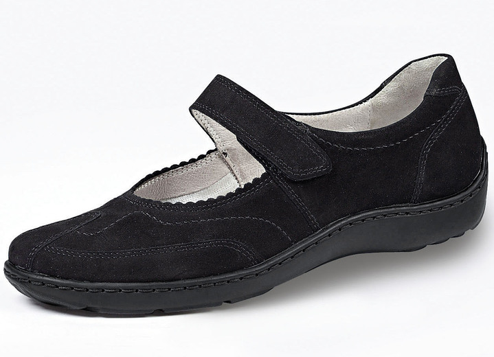 Slipper & Schnürschuhe - Waldläufer, bequeme Damen-Slipper, Weite H, mit herausnehmbarem Fußbett, in Größe 4 bis 8 1/2, in Farbe SCHWARZ Ansicht 1