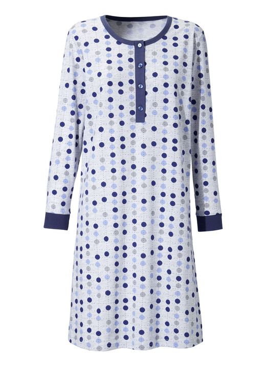 Nachthemden - Zweierpack Nachthemden, Langarm mit Knopfleiste und Bündchen, in Größe 036 bis 058, in Farbe MARINE/TÜRKIS Ansicht 4