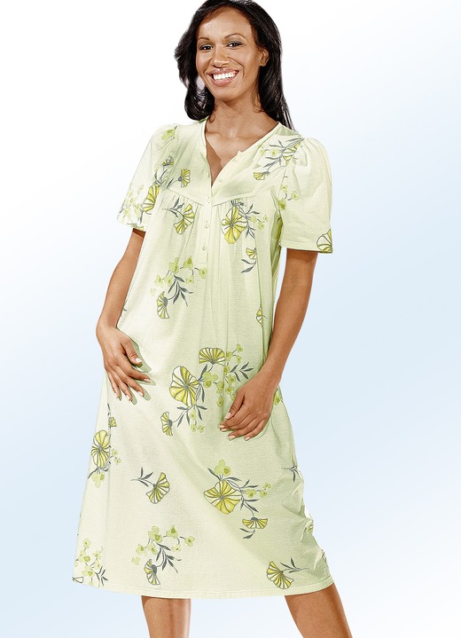 Nachthemden - Nachthemd, Kurzarm mit Knopfleiste Ansicht 2 Nachthemden - Nachthemd, Kurzarm mit Knopfleiste, in Größe 040 bis 060, in Farbe ROSÉ-BUNT Ansicht 2