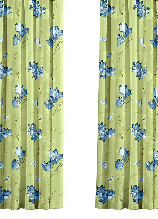 - Übergardinen-Garnitur mit Universalschienenband, in Größe 158 (Dekoschal-Garnitur, H150xB140 cm) bis 899 (2er-Pack Raffhalter, 80 cm), in Farbe GRÜN