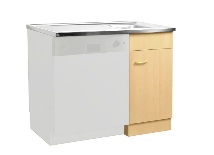 Küchenmöbel - Spülenschrank mit melaminharzbeschichteter Oberfläche, in Farbe BUCHE Ansicht 1