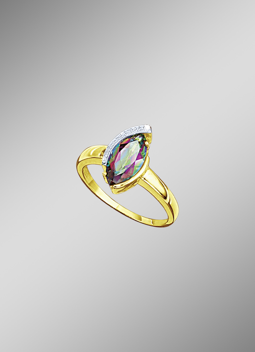 mit Edelsteinen - Damenring mit Diamant und Mystic-Feuertopas, beh., in Größe 160 bis 220, in Farbe  Ansicht 1