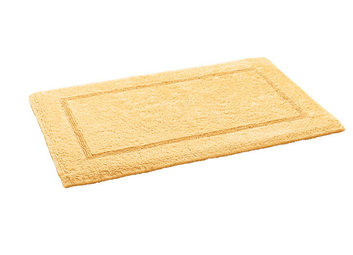 Badgarnituren - Bad-Wendegarnitur aus 100% Baumwolle, in Größe 100 (Vorleger halbrund, 50x 80 cm) bis 110 (Hänge WC Garnitur, 2-teilig), in Farbe GELB Ansicht 17