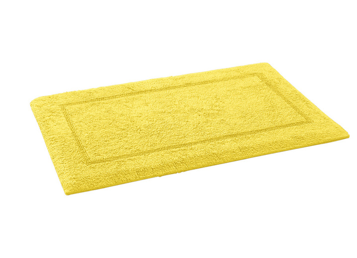 Badgarnituren - Bad-Wendegarnitur aus 100% Baumwolle, in Größe 100 (Vorleger halbrund, 50x 80 cm) bis 110 (Hänge WC Garnitur, 2-teilig), in Farbe GELB Ansicht 1