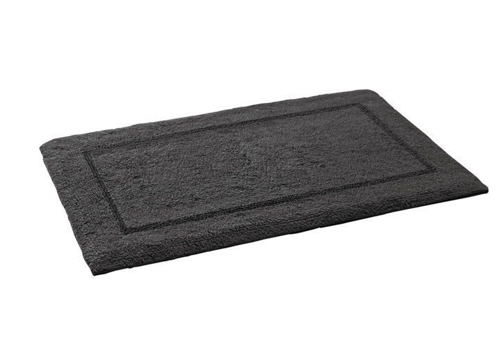 Badgarnituren - Bad-Wendegarnitur aus 100% Baumwolle, in Größe 100 (Vorleger halbrund, 50x 80 cm) bis 110 (Hänge WC Garnitur, 2-teilig), in Farbe ANTHRAZIT Ansicht 1