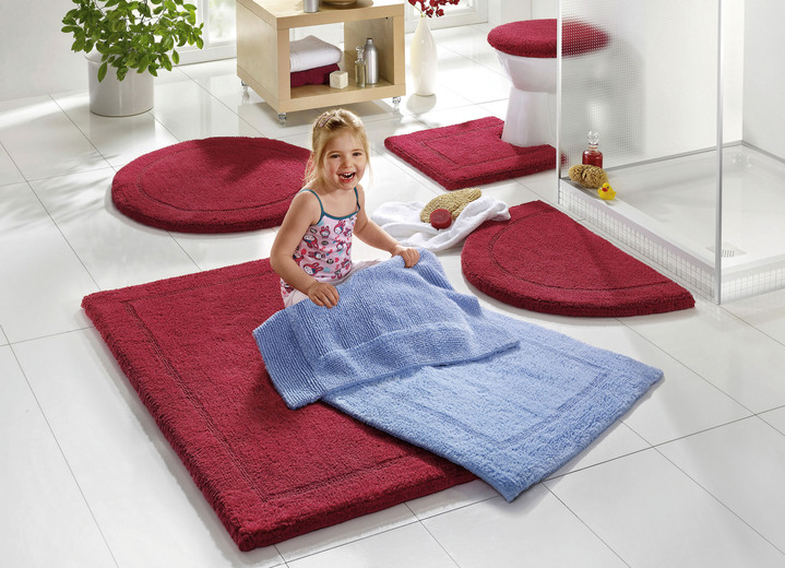 Badgarnituren - Bad-Wendegarnitur aus 100% Baumwolle, in Größe 100 (Vorleger halbrund, 50x 80 cm) bis 110 (Hänge WC Garnitur, 2-teilig), in Farbe GELB Ansicht 5