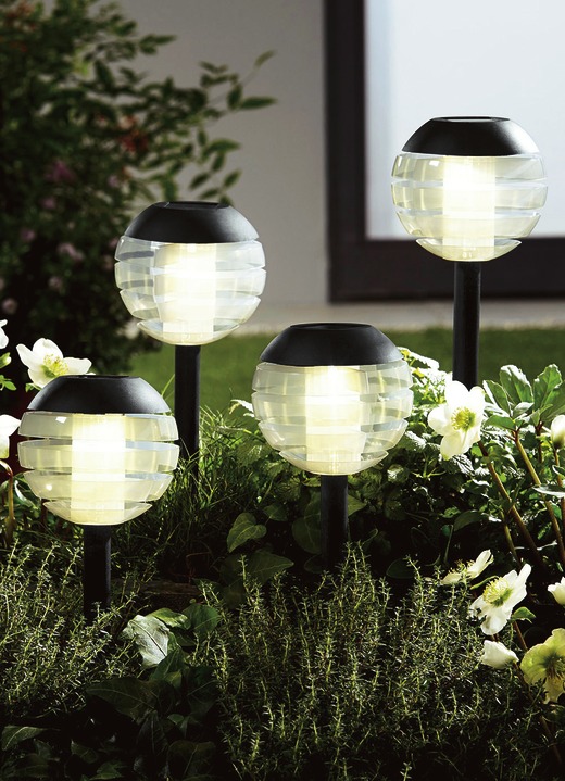 Gartenbeleuchtung - Solarleuchte mit Softone-LED, 4er-Set, in Farbe SCHWARZ Ansicht 1