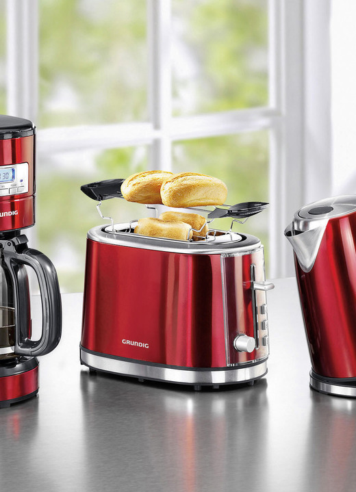 Kaffeemaschinen - Grundig Frühstücksserie aus hochwertig lackiertem Edelstahl, in Farbe ROT, in Ausführung Toaster Ansicht 1