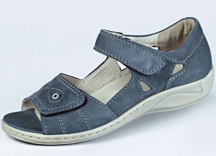 Komfortschuhe - Waldläufer Sandale mit komfortablem Klettverschluss, in Größe 4 bis 8 1/2, in Farbe JEANSBLAU Ansicht 1