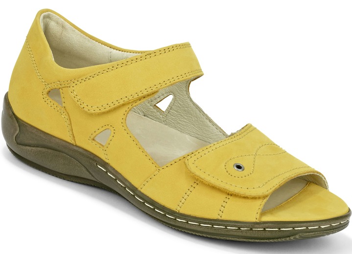 Komfortschuhe - Waldläufer Sandale mit komfortablem Klettverschluss, in Größe 4 bis 8 1/2, in Farbe GELB Ansicht 1