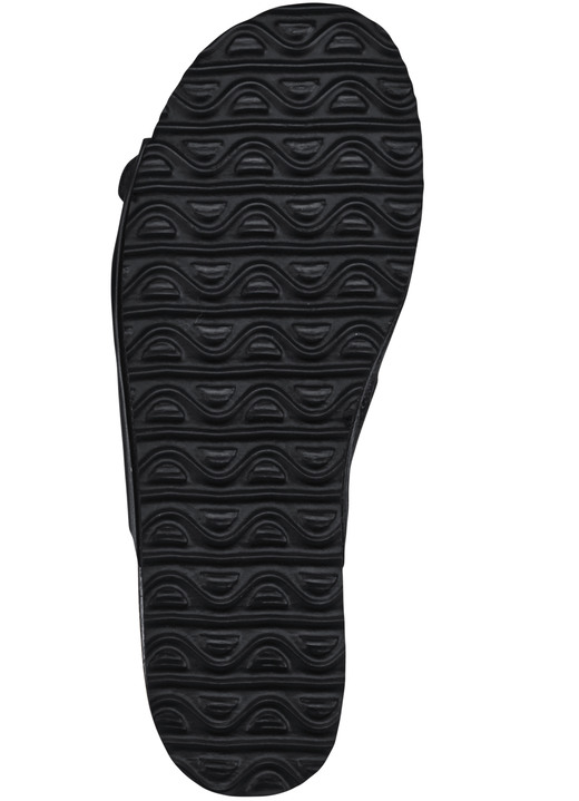 Komfortschuhe - Klassische Damen-Pantoletten, mit verstellbaren Spangen, in Größe 036 bis 042, in Farbe MARINE-GOLD Ansicht 3