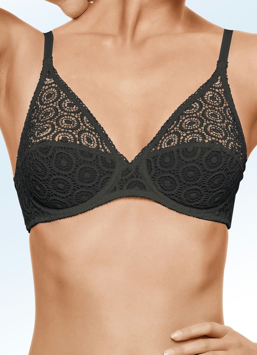 - Chantelle Bügel-BH mit Stickereispitze im Vorderteil - Chantelle Bügel-BH mit Stickereispitze im Vorderteil, in Größe 075 bis 095, in Cup B, in Farbe SCHWARZ