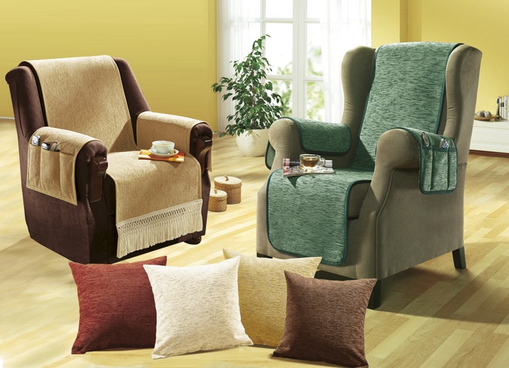 - Wohnaccessoires in verschiedenen Farben und Ausführungen, in Größe 101 (Sesselschoner, 50x150 cm) mit Bandeinfassung bis 905 (2er-Set Kissenbezüge, 40x40 cm), in Farbe GOLD Ansicht 1