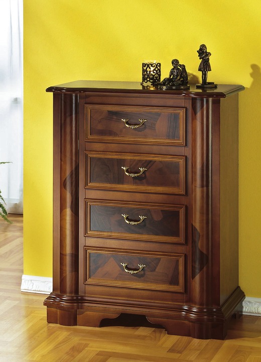 Sideboards & Kommoden - Kommodenserie mit echtem Wurzelholzfurnier, in Farbe NUSSBAUM, in Ausführung Schubladen-Kommode Ansicht 1