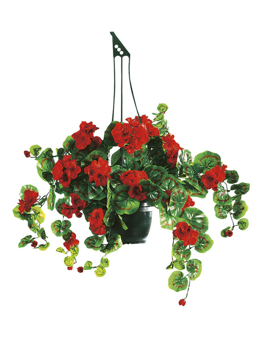 Gartendekoration - Geranien-Hängeampel mit täuschend echt wirkenden Geranien, in Farbe PINK Ansicht 3