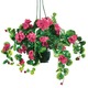 Gartendekoration - Geranien-Hängeampel mit täuschend echt wirkenden Geranien, in Farbe PINK