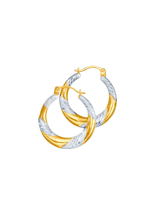 ohne Steine / mit Zirkonia - Creolen in Bicolor, in Farbe  Ansicht 2