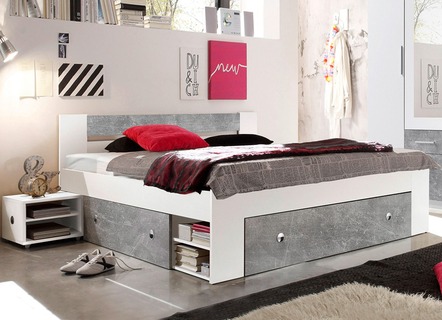 Praktisches Futonbett in Beton-Weiß