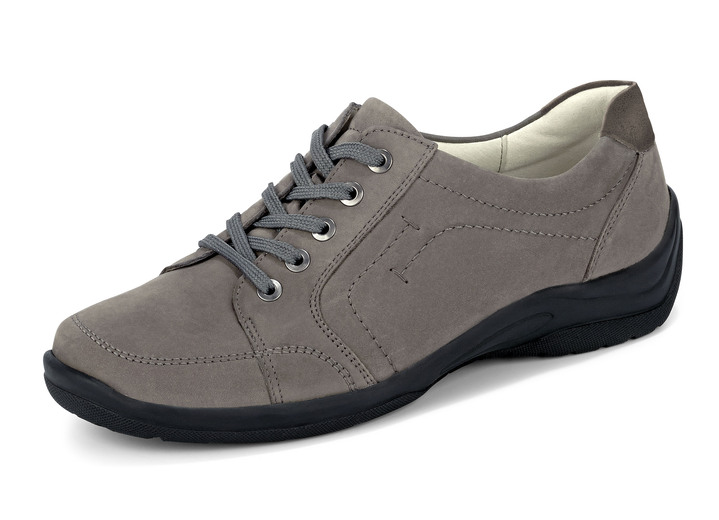 Komfortschuhe - Waldläufer, bequeme Damen-Schnürschuhe, Weite H, mit herausnehmbarem Fußbett, in Größe 3 1/2 bis 8, in Farbe STEINGRAU Ansicht 1
