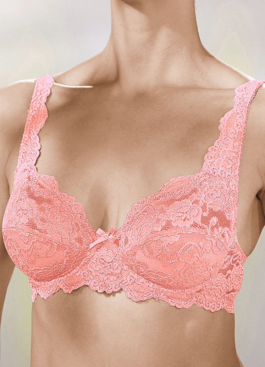 BHs - Sassa Zweierpack Bügel-BH aus Elastikspitze, in Größe 075 bis 100, in Cup C, in Farbe 1X ZARTAPRICOT, 1X SCHWARZ Ansicht 22