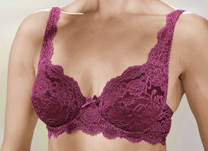 BHs - Sassa Zweierpack Bügel-BH aus Elastikspitze, in Größe 075 bis 100, in Cup B, in Farbe 1X WEINROT, 1X PUDER Ansicht 2