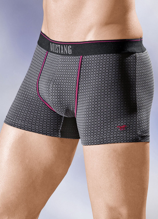 Unterwäsche - Mustang Dreierpack Pants, dessiniert, in Größe 004 bis 008, in Farbe GRAFIT-SCHWARZ Ansicht 1