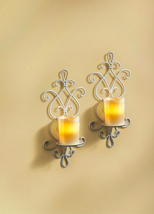 Wohnaccessoires - Wandkerzenhalter aus Eisen, in Farbe WEISS Ansicht 1