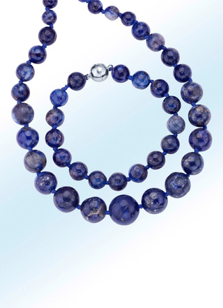 Halskette und Armband mit echten Lapislazuli