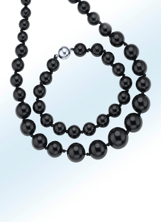 - Halskette und Armband mit echt Onyx, in Farbe , in Ausführung Armband