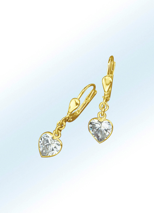 ohne Steine / mit Zirkonia - Elegante Herz-Ohrringe, in Farbe