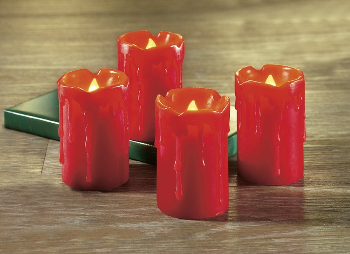 Wohnaccessoires - LED-Echtwachskerzen-Set, in Farbe ROT