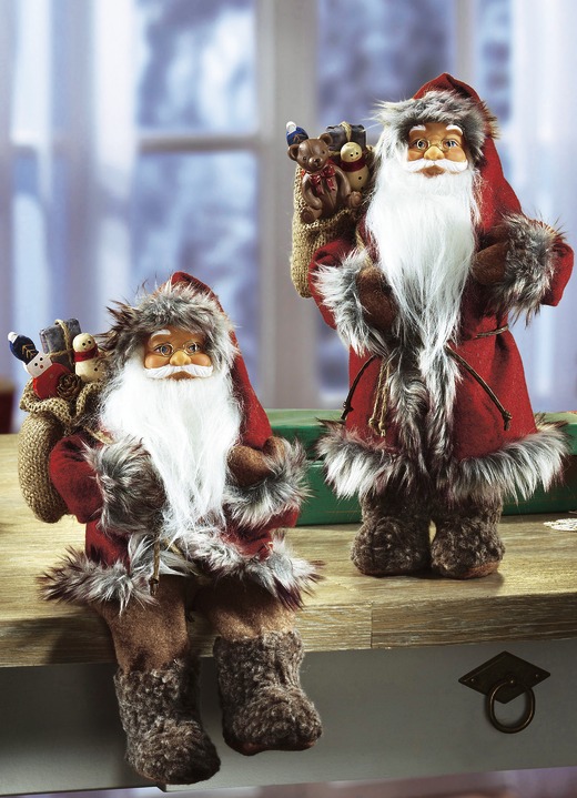 Weihnachtliche Dekorationen - Nikoläuse, 2er-Set, in Farbe ROT-BRAUN