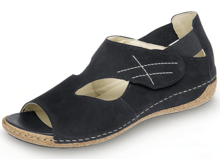 Komfortschuhe - Waldläufer Sandale aus edlem Rind-Nubukleder, in Größe 4 1/2 bis 9, in Farbe JEANS Ansicht 6