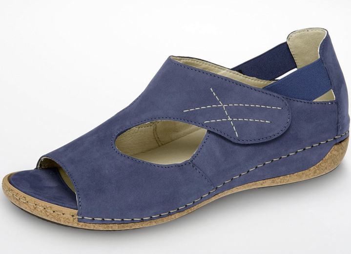 Komfortschuhe - Waldläufer Sandale aus edlem Rind-Nubukleder, in Größe 4 1/2 bis 9, in Farbe JEANS Ansicht 1
