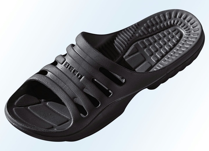 Bademode - Badeschuhe mit Massage-Fußbett, in Größe 036 bis 046, in Farbe SCHWARZ Ansicht 1