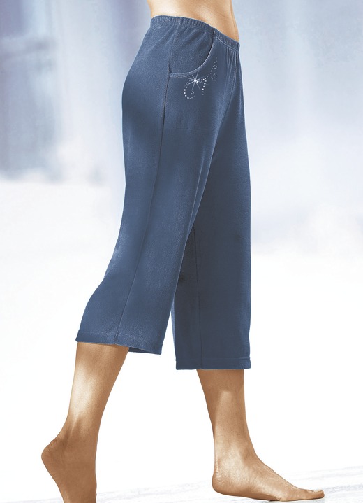 Freizeithosen - Caprihose mit dekorativer Schmucksteinzier, in Größe 036 bis 056, in Farbe ANTHRAZIT Ansicht 2