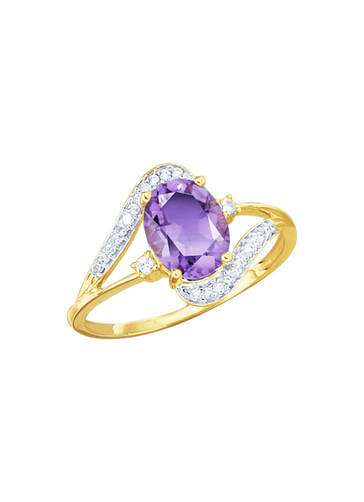 mit Edelsteinen - Damenring mit echt Amethyst Ansicht 2 mit Edelsteinen - Damenring mit echt Amethyst, in Größe 160 bis 220, in Farbe  Ansicht 2