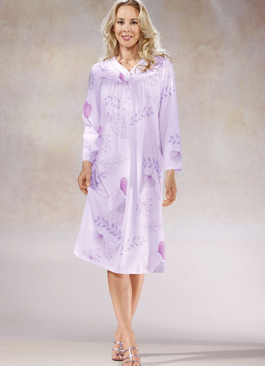 Nachthemden - Zweierpack Nachthemden, 3/4 -langen Ärmeln mit Knopfleiste, in Größe 038 bis 060, in Farbe 1X BLEU-BUNT, 1X BLEU Ansicht 5